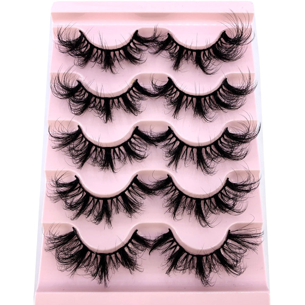 New Cat-Eye 3D Mink Eyelashes Curled Winged Natural Realistic Messy End Eye Elongated Thick False Eyelashes Soft Fake Eyelashes