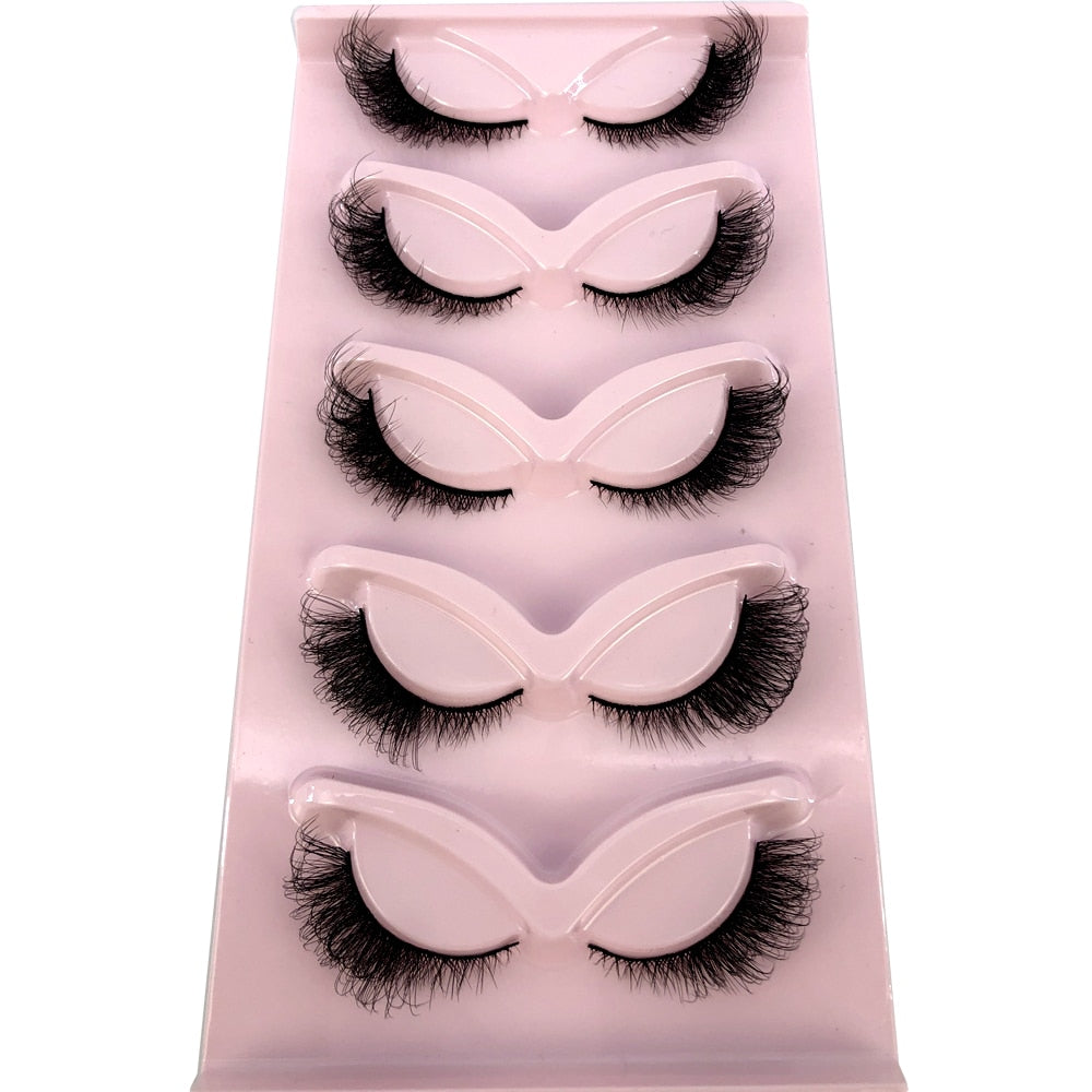New Cat-Eye 3D Mink Eyelashes Curled Winged Natural Realistic Messy End Eye Elongated Thick False Eyelashes Soft Fake Eyelashes