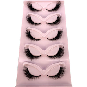 New Cat-Eye 3D Mink Eyelashes Curled Winged Natural Realistic Messy End Eye Elongated Thick False Eyelashes Soft Fake Eyelashes
