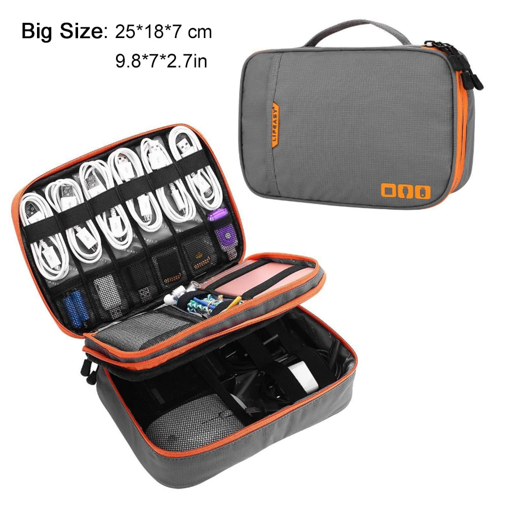 Portable Electronic Accessories Travel case,Cable Organizer Bag Gadget Carry Bag for iPad,Cables,Power,USB Flash Drive, Charger