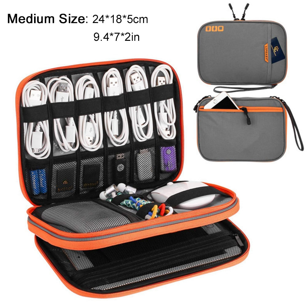 Portable Electronic Accessories Travel case,Cable Organizer Bag Gadget Carry Bag for iPad,Cables,Power,USB Flash Drive, Charger