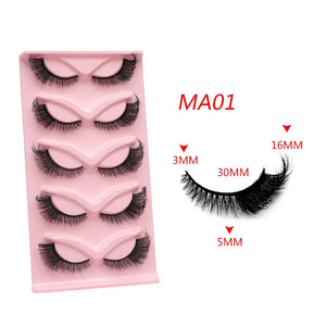 New Cat-Eye 3D Mink Eyelashes Curled Winged Natural Realistic Messy End Eye Elongated Thick False Eyelashes Soft Fake Eyelashes