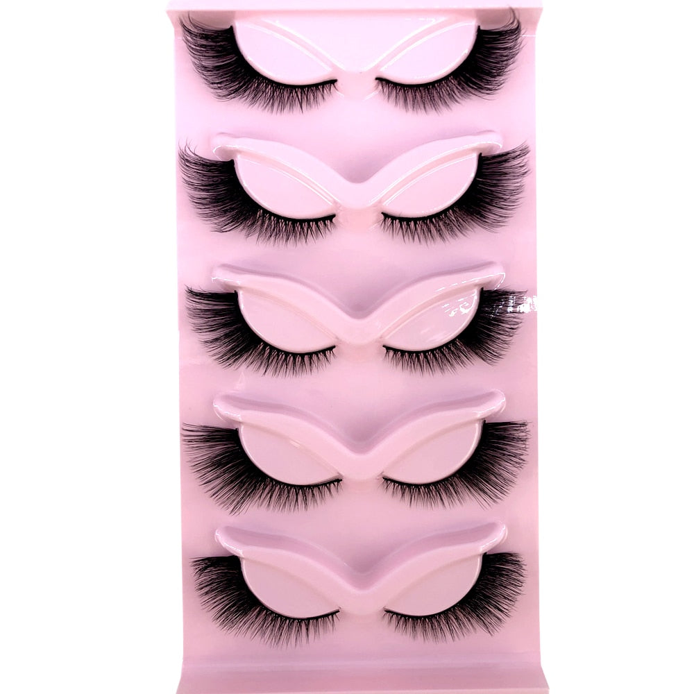 New Cat-Eye 3D Mink Eyelashes Curled Winged Natural Realistic Messy End Eye Elongated Thick False Eyelashes Soft Fake Eyelashes
