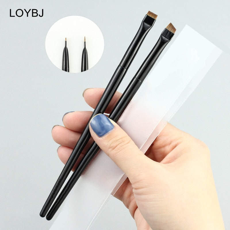 LOYBJ 1/2 stücke Klinge Make-Up Pinsel Abgewinkelt Dünne Augenbraue Pinsel Flach Feinen Eyeliner Pinsel Professionelle Liner Stirn Schönheit bilden Werkzeug