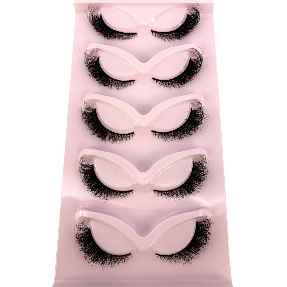 New Cat-Eye 3D Mink Eyelashes Curled Winged Natural Realistic Messy End Eye Elongated Thick False Eyelashes Soft Fake Eyelashes