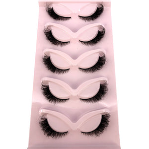 New Cat-Eye 3D Mink Eyelashes Curled Winged Natural Realistic Messy End Eye Elongated Thick False Eyelashes Soft Fake Eyelashes