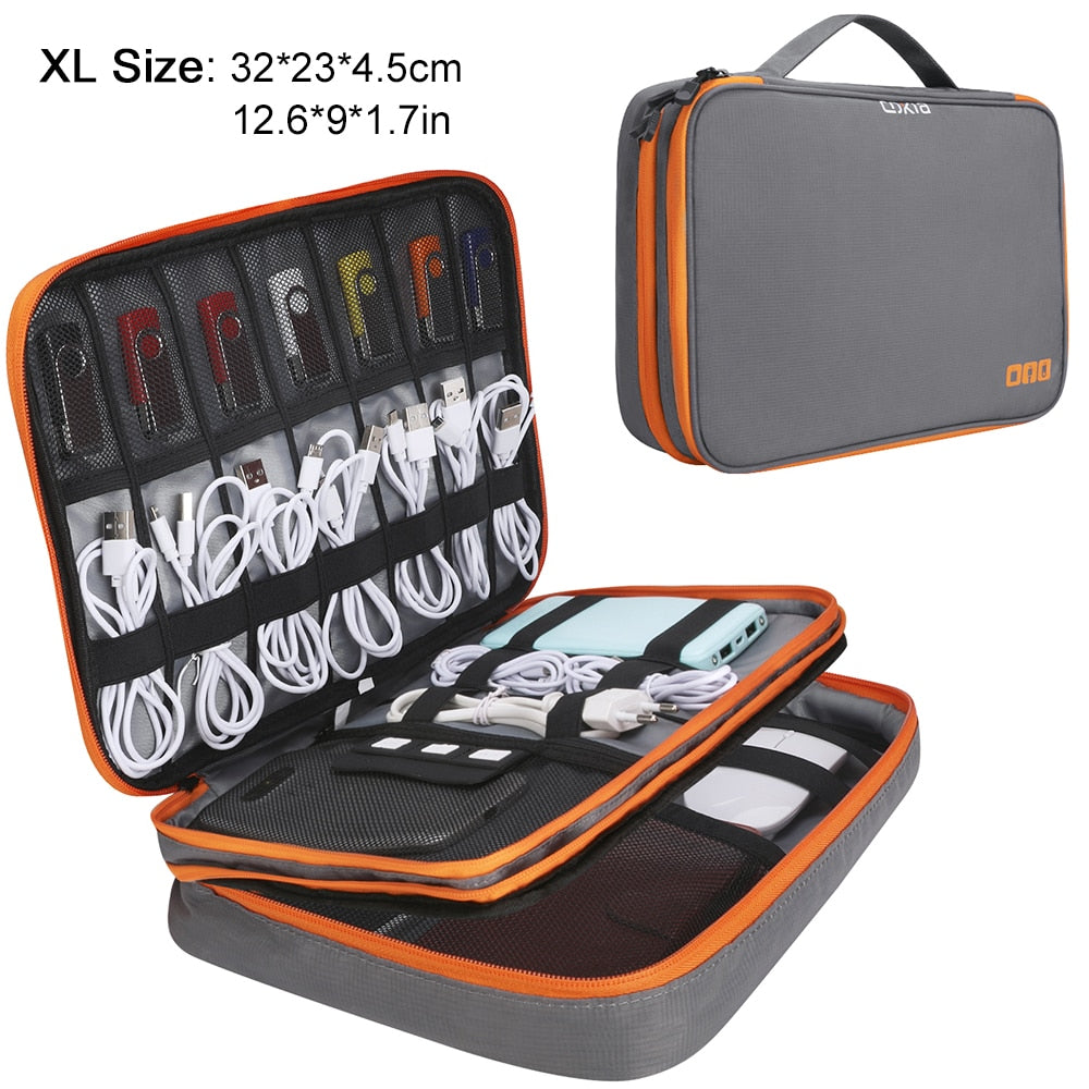 Portable Electronic Accessories Travel case,Cable Organizer Bag Gadget Carry Bag for iPad,Cables,Power,USB Flash Drive, Charger