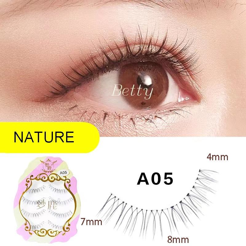 Dream Deer 5 Pairs False Eyelashes A Type Eyelashes Upgraded Lash V-shaped 0.14mm Transparent Stem Soft Natural Eye Lashes Mink