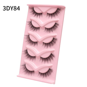New Cat-Eye 3D Mink Eyelashes Curled Winged Natural Realistic Messy End Eye Elongated Thick False Eyelashes Soft Fake Eyelashes