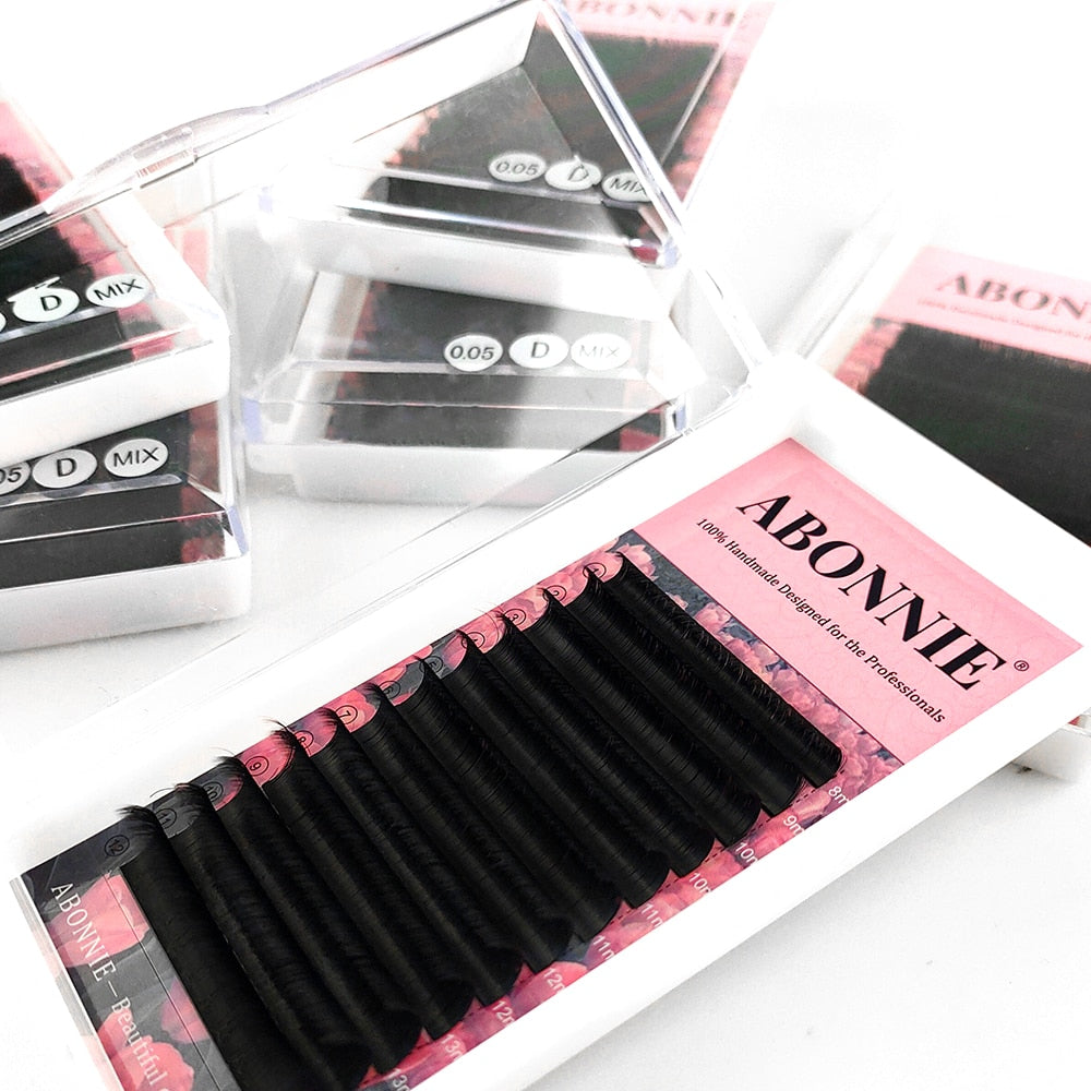 Abonnie Super Soft Blomming Lashes Easy Fan Eyelash Extensions Mega Volume Fans 8-25m All Size Eyelashes Supplies for Eye Beauty