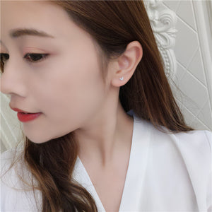 S925 silver needle cute little love earrings small fresh gloss earrings female Meng peach gift