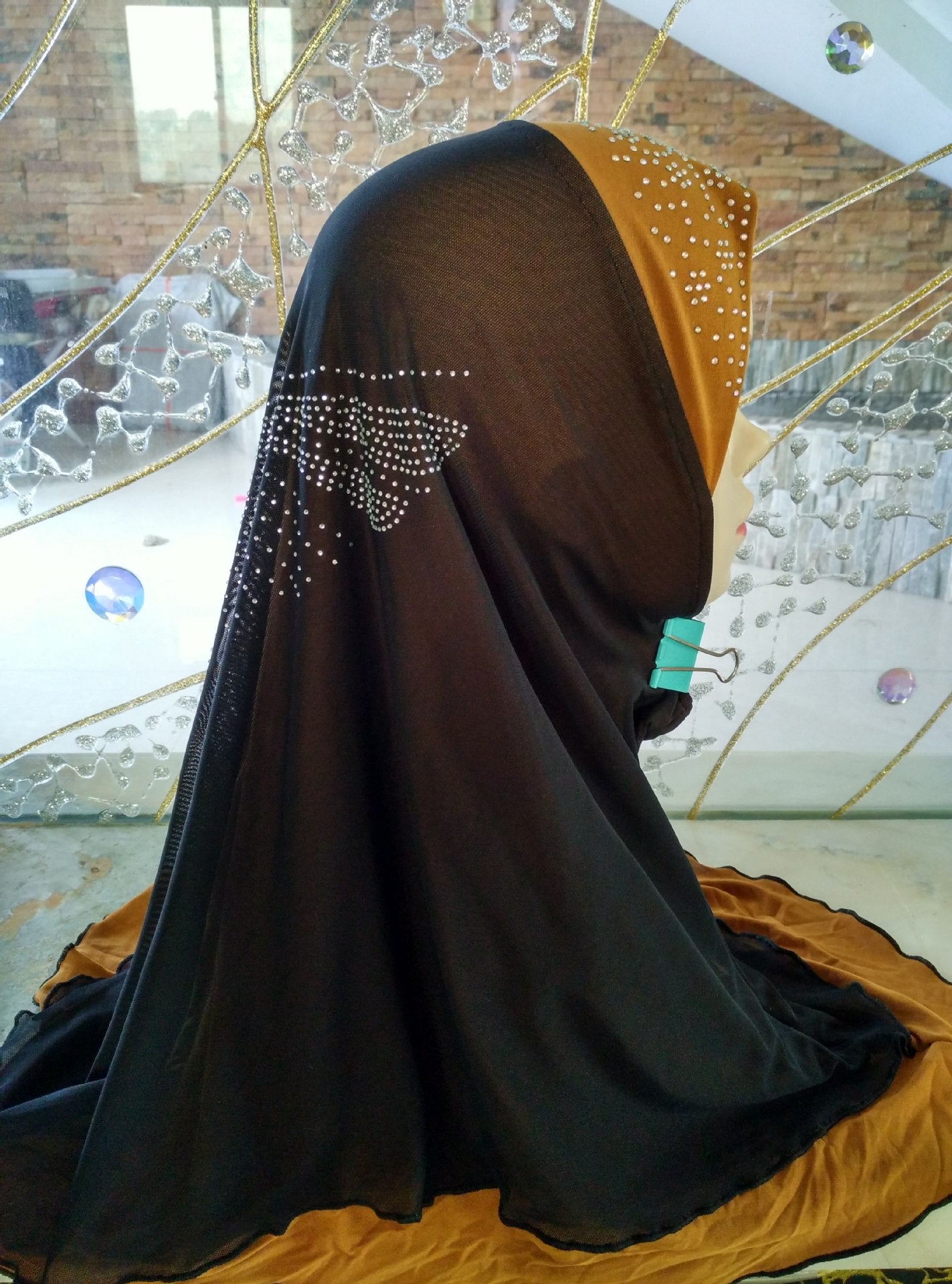 Ethnic style turban hijab Arab popular double-layer ironing drill Hui convenient hijab wholesale