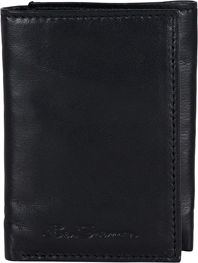 Ben Sherman Men's Manchester Slim Bifold Full-Grain Leather RFID Minimalist Gift Box Wallet