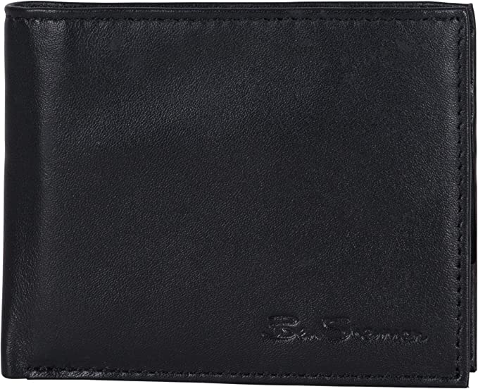 Ben Sherman Men's Manchester Slim Bifold Full-Grain Leather RFID Minimalist Gift Box Wallet