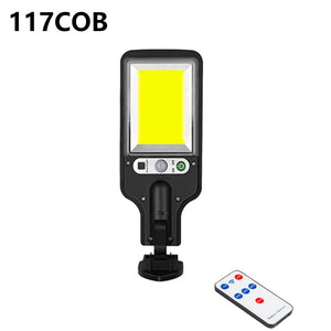 Hot Sale Solar Street Lights Outdoor 117 COB Wireless Solar Security Wall Lamp Motion Sensor with 3 Modes for Front Door Garden