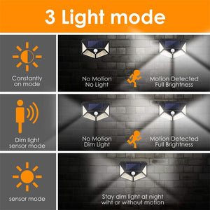 Newest Solar Lights Outdoor 100 LED Solar Sensor Motion Light 3 Modes Outdoor Solar Wireless Lamp IP65 Waterproof Wall Lights