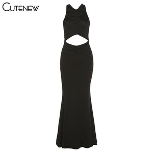 Cutenew Sexy Hollow Out Backless Print Long Dress Women's Clothes 2021 Summer Fashion Club Party Beach Vacation Lady Dresses Hot
