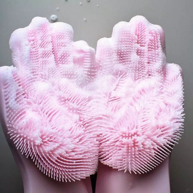 2pcs Silicone Cleaning Gloves Multifunction Magic Silicone Dish Washing Gloves For Kitchen Household Silicone Washing