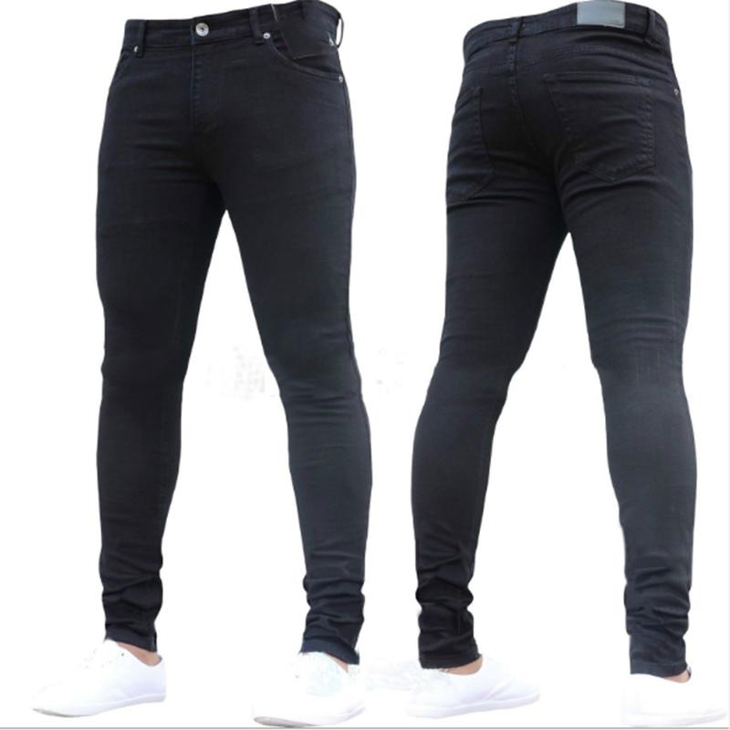 Mens Pants High Waist Zipper Stretch Jeans Casual Slim Trousers Male Oversize Pencil Pants Denim Skinny Jeans For Men