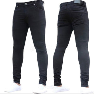 Mens Pants High Waist Zipper Stretch Jeans Casual Slim Trousers Male Oversize Pencil Pants Denim Skinny Jeans For Men