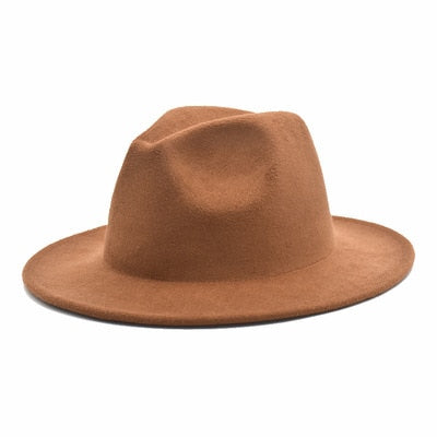 men fedora unisex solid color fedora hat women&#39;s 21-color wide brim jazz top hat autumn winter British retro Panama hat