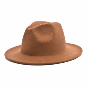 men fedora unisex solid color fedora hat women&#39;s 21-color wide brim jazz top hat autumn winter British retro Panama hat