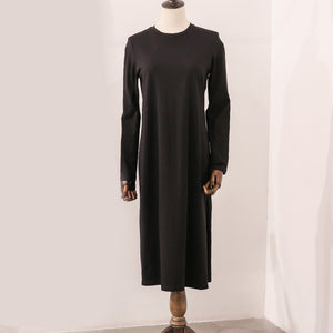 Casual 94% Cotton Summer Women&#39;s Dresses Solid Short Sleeve Spilt Long Midi Dress Fashion Sundress Female Clothing