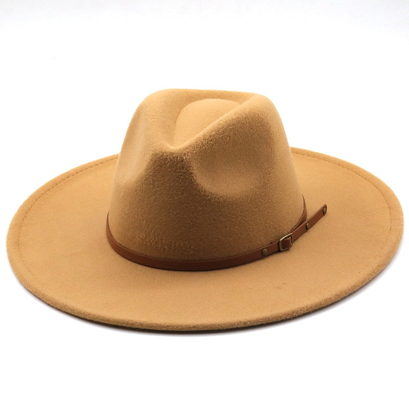 New color Fedora winter hat top concave-convex water drop 9.5cm brim male and female felt jazz watermelon red шляпа женская