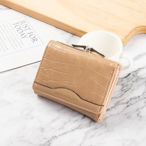 Leather Women's Wallet Female Short Retro Three-fold Folding Student Version Simple Multi-card Crocodile Pattern Coin Purse