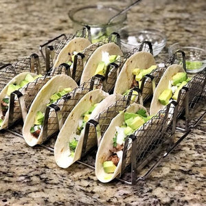 Estante para tacos de acero inoxidable, soporte para comida mexicana, parrilla, barbacoa, utensilios de cocina para el hogar