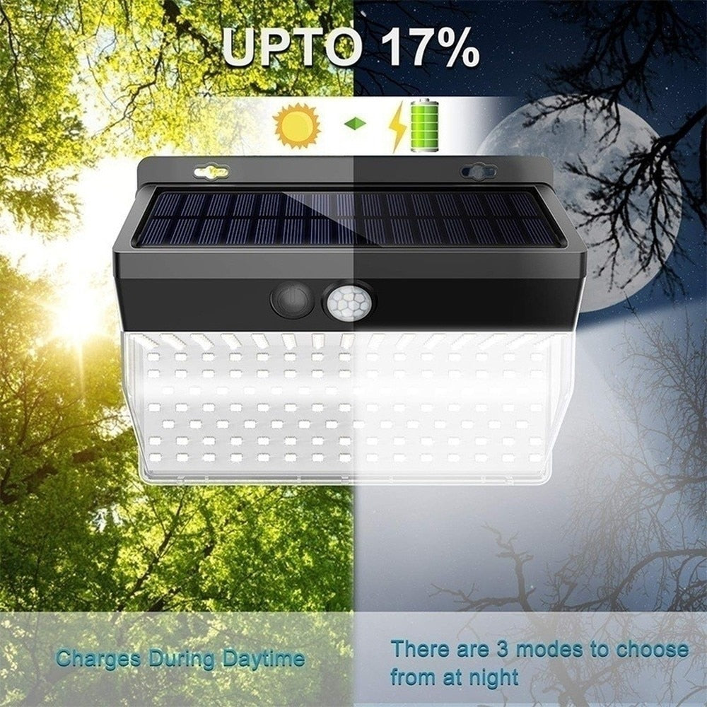 208LED Solar Lights Outdoor Super Bright  3 Modes Motion Sensor Light with 270 Wide Angle Wall Solar Light Security Lighting