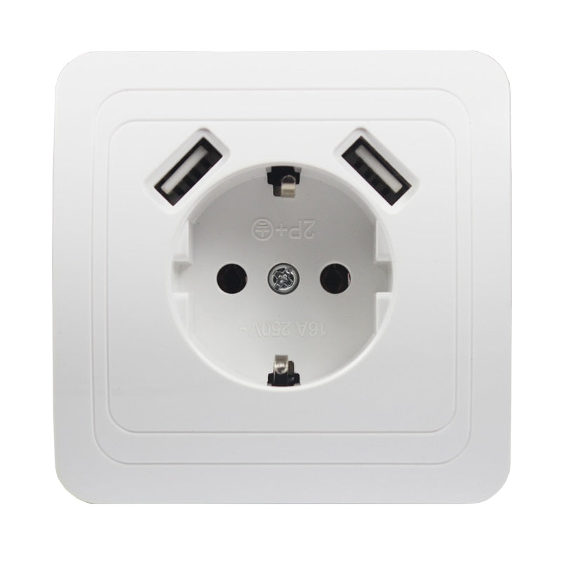 New USB Wall Socket for phone charge Free shipping Double USB Port 5V 2A TDM EKF IEK Universal  B001 israel wall outlet 2021