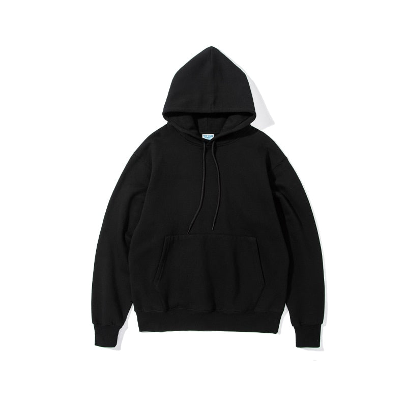 INFLATION Solid Color Fleece Hoodies Men Winter Thick Warm Hooded Sweatshirts Unisex Blank Pullovers