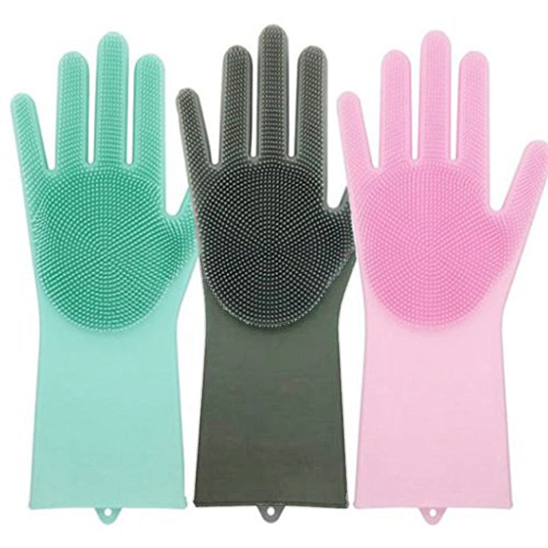 2pcs Silicone Cleaning Gloves Multifunction Magic Silicone Dish Washing Gloves For Kitchen Household Silicone Washing