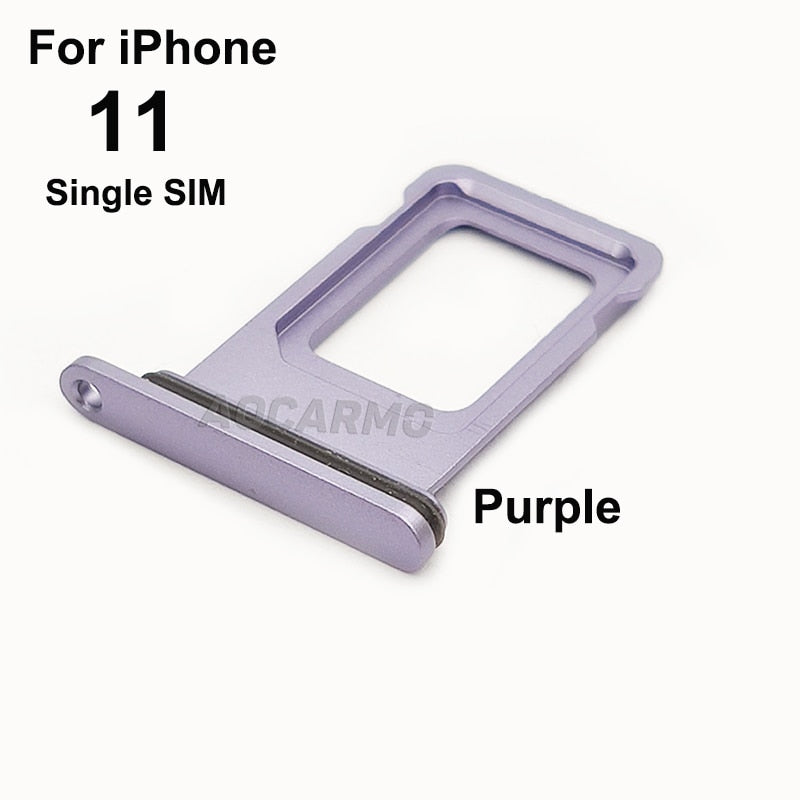 Aocarmo For iPhone 11 Single / Dual Metal Plastic Nano Sim Card Tray Slot Holder Replacement Parts