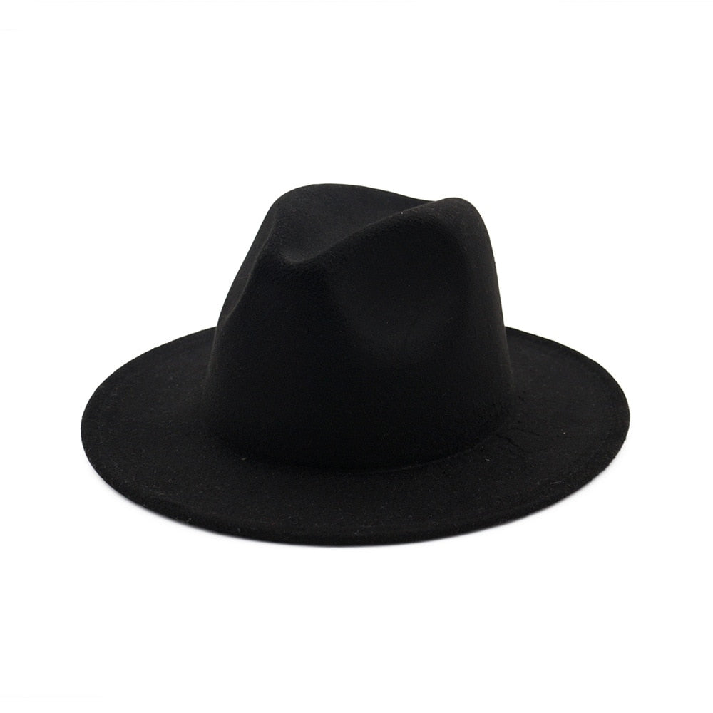 men fedora unisex solid color fedora hat women&#39;s 21-color wide brim jazz top hat autumn winter British retro Panama hat