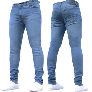 Mens Pants High Waist Zipper Stretch Jeans Casual Slim Trousers Male Oversize Pencil Pants Denim Skinny Jeans For Men