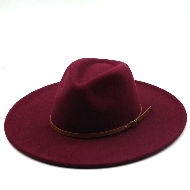 New color Fedora winter hat top concave-convex water drop 9.5cm brim male and female felt jazz watermelon red шляпа женская