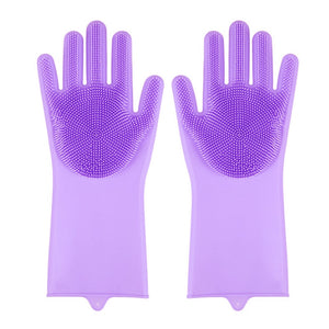 2pcs Silicone Cleaning Gloves Multifunction Magic Silicone Dish Washing Gloves For Kitchen Household Silicone Washing