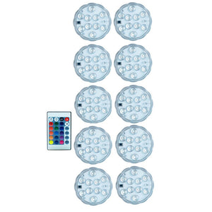 10leds RGB Submersible Light IP68 Waterproof Outdoor Swimming Pool Lights for Wedding Christmas Party Vase Fish Tank Pond Decor