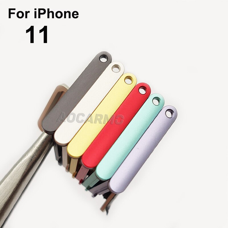 Aocarmo For iPhone 11 Single / Dual Metal Plastic Nano Sim Card Tray Slot Holder Replacement Parts