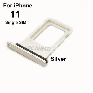 Aocarmo For iPhone 11 Single / Dual Metal Plastic Nano Sim Card Tray Slot Holder Replacement Parts