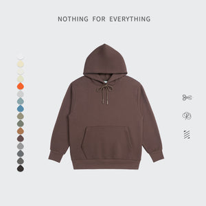 INFLATION Solid Color Fleece Hoodies Men Winter Thick Warm Hooded Sweatshirts Unisex Blank Pullovers