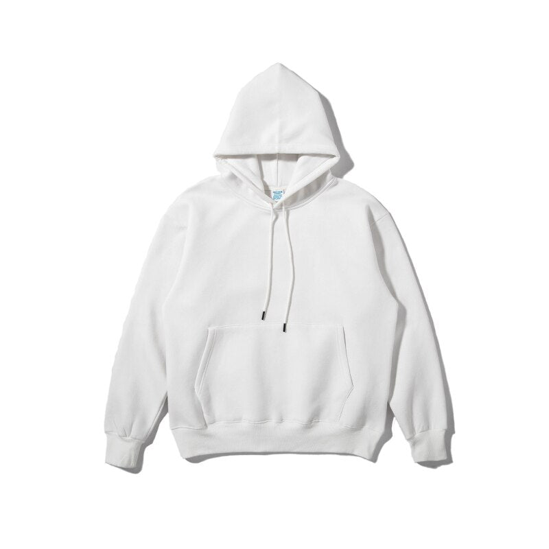 INFLATION Solid Color Fleece Hoodies Men Winter Thick Warm Hooded Sweatshirts Unisex Blank Pullovers