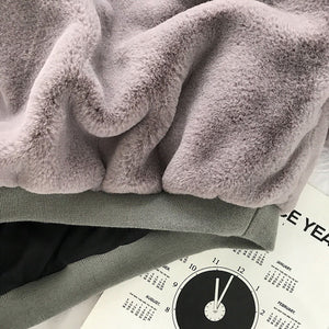 Winter Fashion Sweet And Velvet Warm Women&#39;s Hoodies Harajuku Korean Loose Casual Wool Flannel Pullover Sweatshirt