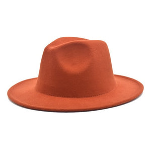 men fedora unisex solid color fedora hat women&#39;s 21-color wide brim jazz top hat autumn winter British retro Panama hat