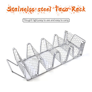 Estante para tacos de acero inoxidable, soporte para comida mexicana, parrilla, barbacoa, utensilios de cocina para el hogar