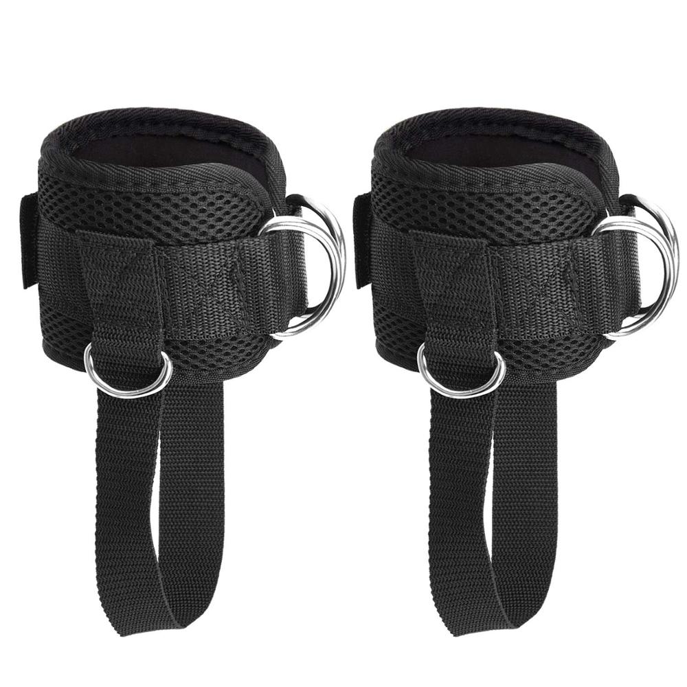 Adjustable 4 D-Ring Ankle Straps Gym with Foot Strap Cable Machine Fitness Thigh Glute Exercises Padded Ankle Cuffs Accessories