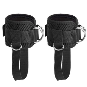 Adjustable 4 D-Ring Ankle Straps Gym with Foot Strap Cable Machine Fitness Thigh Glute Exercises Padded Ankle Cuffs Accessories