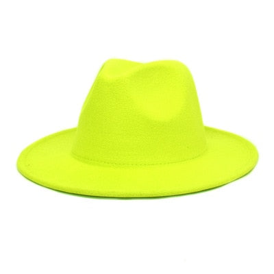 men fedora unisex solid color fedora hat women&#39;s 21-color wide brim jazz top hat autumn winter British retro Panama hat